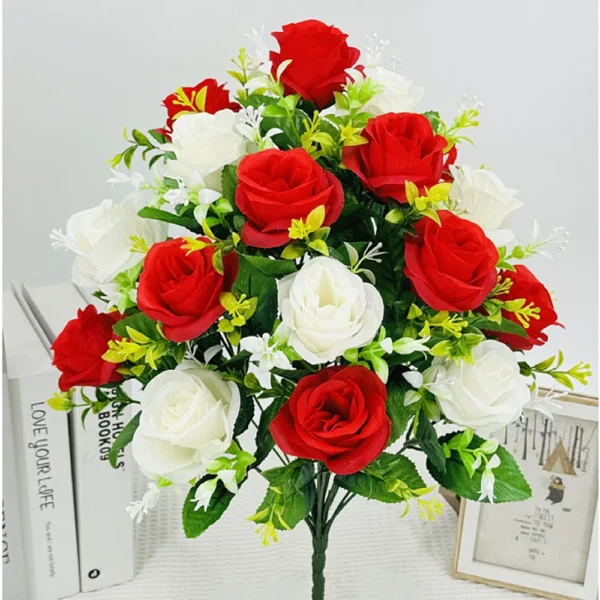 Memorial Rose Bouquet with Vase – 2 Set Funeral Flowers - Image 2