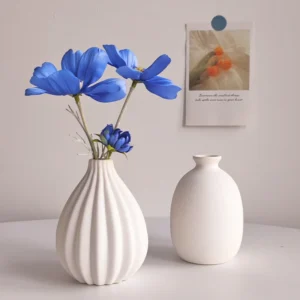White Nordic Ceramic Flower Vase – Modern Room Decor