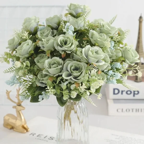 30cm Rose White Silk Peony Bouquet Wedding Decoration - Image 7