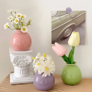 Mini Ceramic Glaze Vase – Multi-Coloured Bud Pot