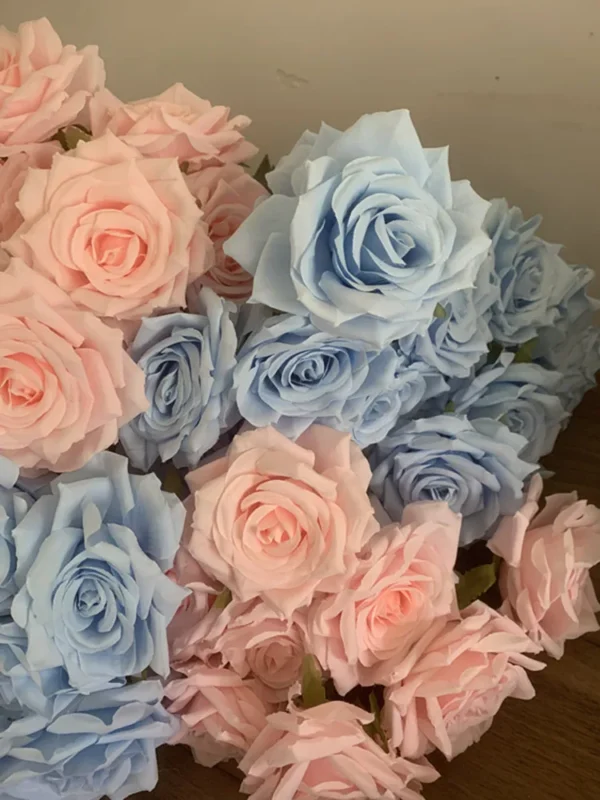 Artificial Roses Bouquet – Pink Blue Purple Silk Flowers - Image 6