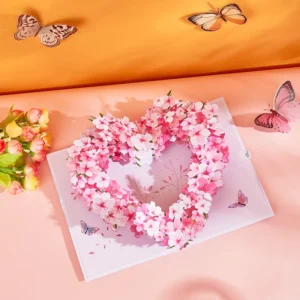 Pink Cherry Blossom Pop Up Card Box for Special Occasions