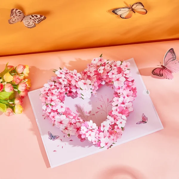 Pink Cherry Blossom Pop Up Card Box for Special Occasions