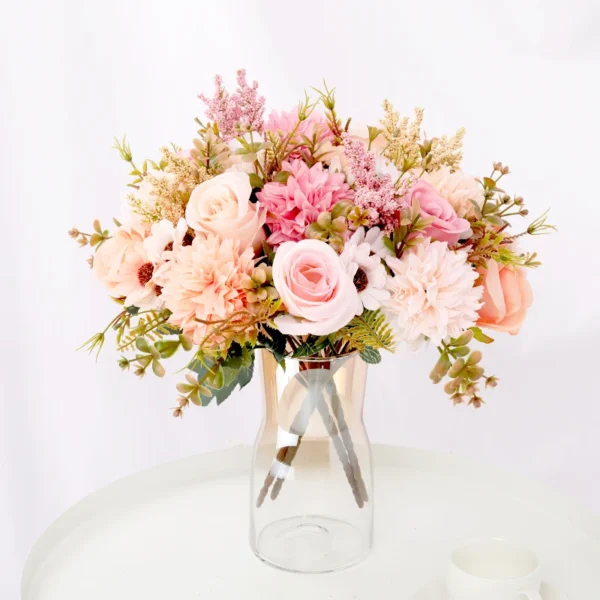 Autumn Silk Rose & Daisy Bouquet – Artificial Flowers - Image 2