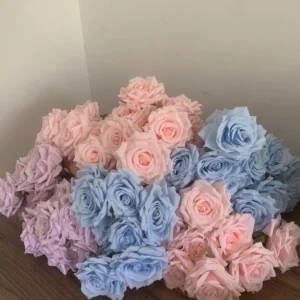 Artificial Roses Bouquet – Pink Blue Purple Silk Flowers