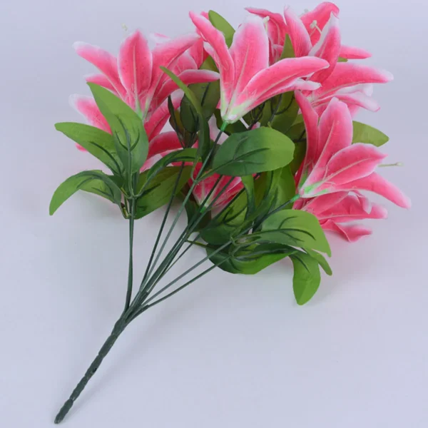 Artificial Lily Bouquet – 7 Heads Multicolour Wedding & Home - Image 2