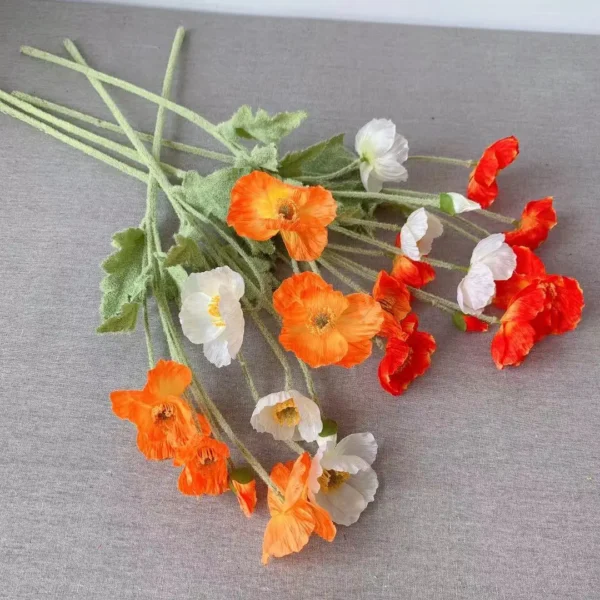 Spring Silk Poppy Stems – Artificial Floral Bouquet Decor - Image 33