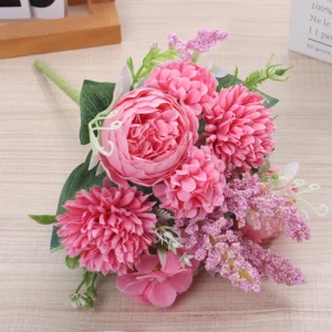 Silk Peony Bouquet – Artificial Roses for Home & Wedding