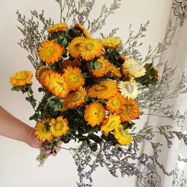 Colorful Dried Daisy & Chrysanthemum Bouquet – Home Décor - Image 10
