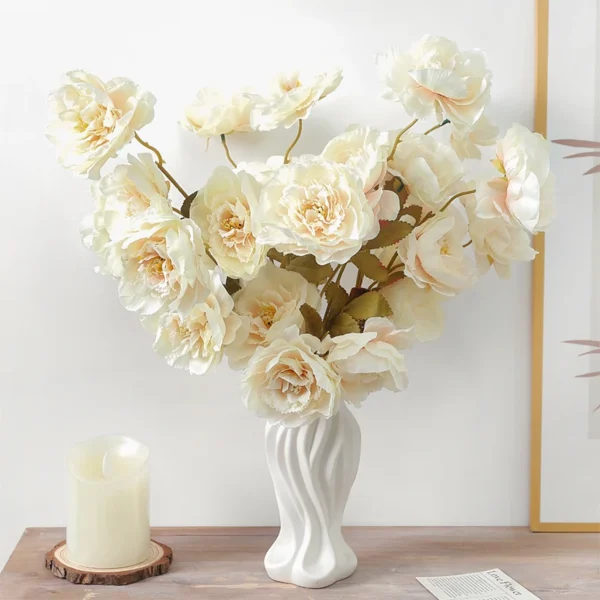 54cm Silk Peony Bouquet – 5 Heads Artificial Flowers - Image 3