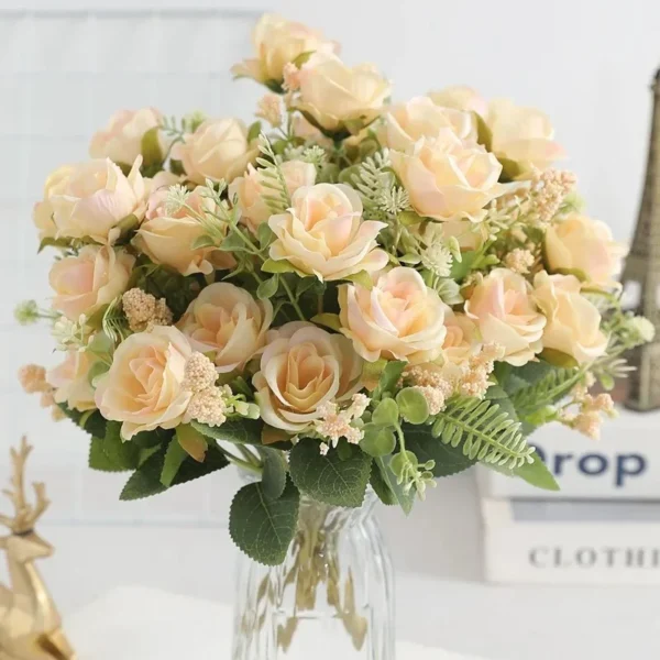 30cm Rose White Silk Peony Bouquet Wedding Decoration - Image 13