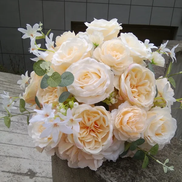 White Baby Breath & Rose Flower Ball Wedding Centrepiece - Image 8