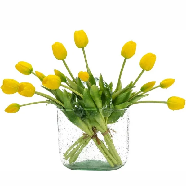 YeeNanee Pink & White Artificial Tulip Bouquet, 15pcs - Image 9