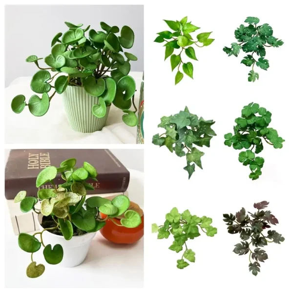 Artificial Copper Coin Grass Plant – Resin Branch Decor - Image 4