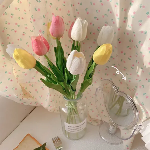 Artificial PU Tulip Bouquet – 5/10pcs Real Touch Flowers - Image 5