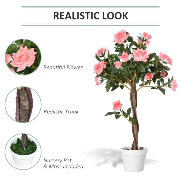 Artificial Pink Rose Plant in Pot – 90cm Indoor Decor - Image 6
