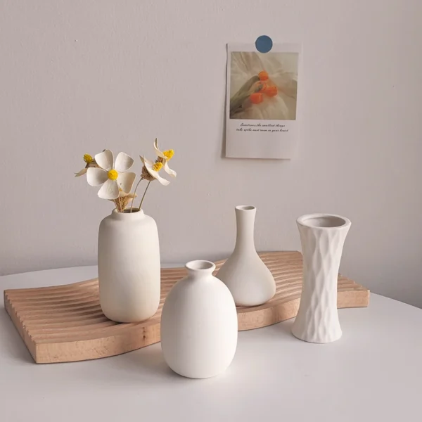 White Nordic Ceramic Flower Vase – Modern Room Decor - Image 2