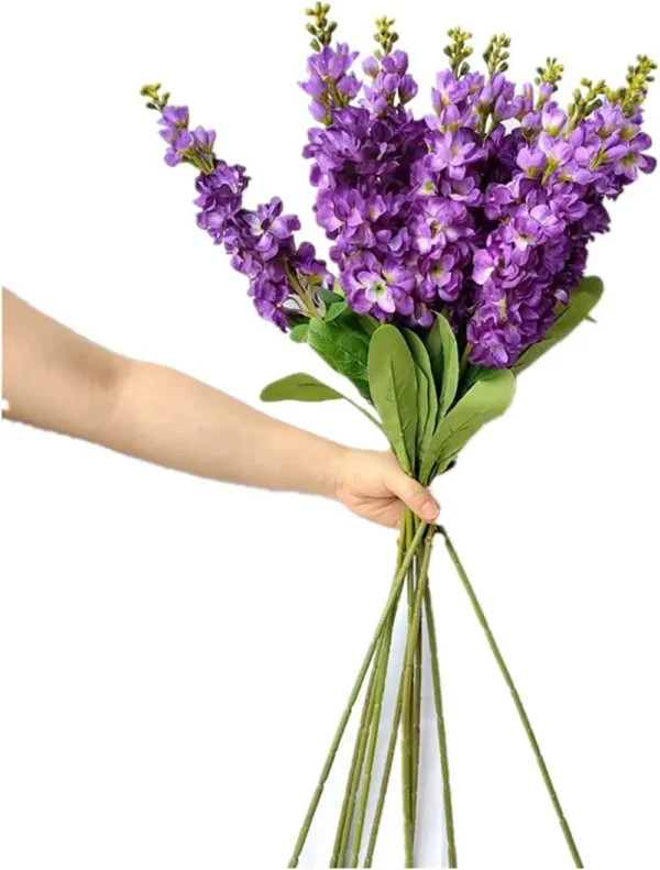 Silk Delphinium Faux Flowers – Anniversary Decor, 10pcs - Image 5