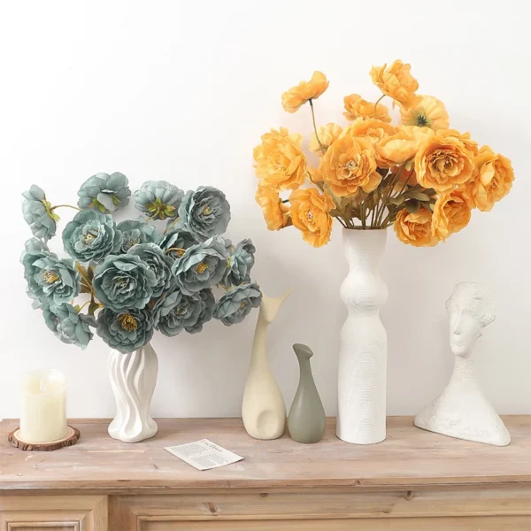 54cm Silk Peony Bouquet – 5 Heads Artificial Flowers - Image 2