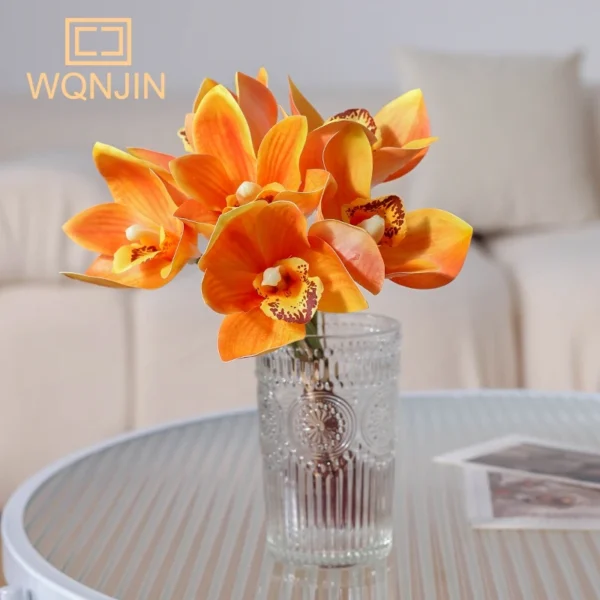 Spring Orchid Magnolia Silk Flowers – 6pcs Bouquet - Image 3