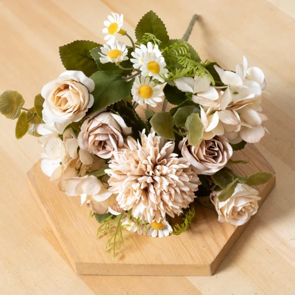 Artificial Silk Dandelion & Rose Bouquet – Summer Flowers - Image 10