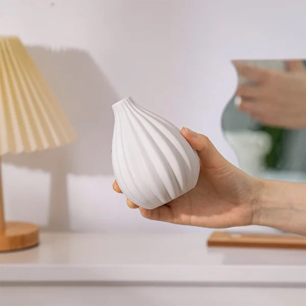 White Nordic Ceramic Flower Vase – Modern Room Decor - Image 5