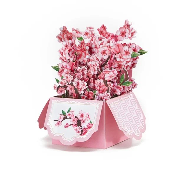 Pink Cherry Blossom Pop Up Card Box for Special Occasions - Image 10