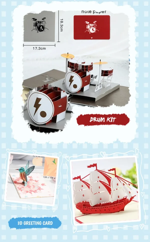 3D Pop-Up Birthday Greeting Card with Cake & Piano Design - Image 53