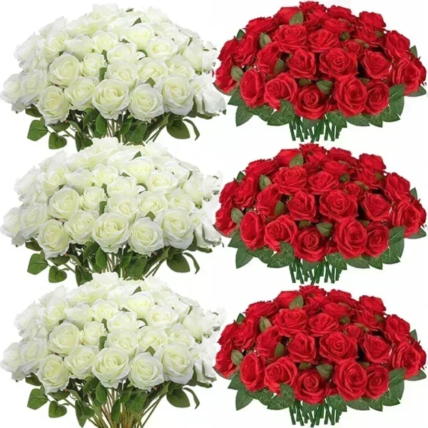 50pcs Silk Rose Bouquet – Wedding & Party Decoration - Image 20