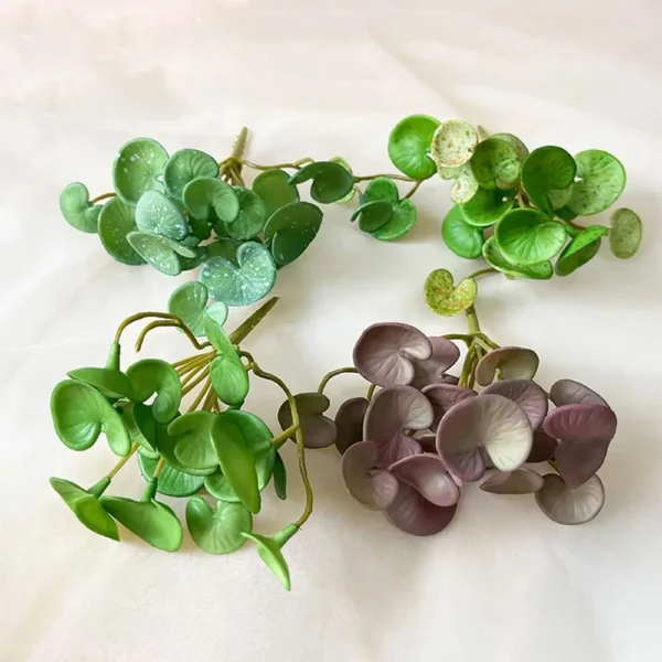 Artificial Copper Coin Grass Plant – Resin Branch Decor - Image 2