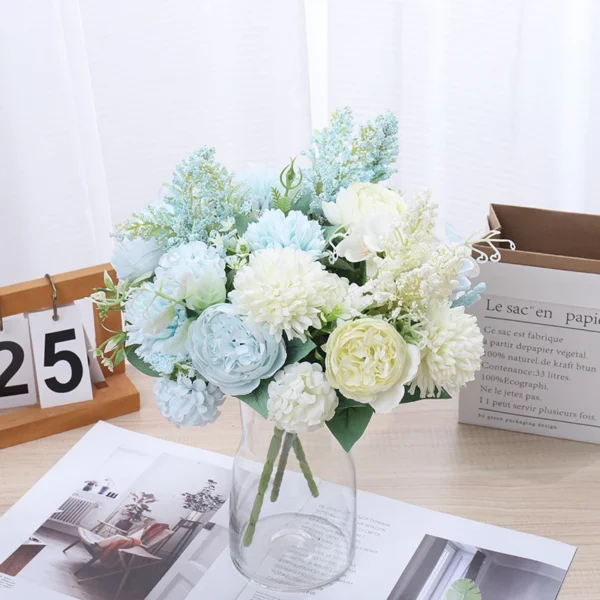Silk Peony Bouquet – Artificial Roses for Home & Wedding - Image 6