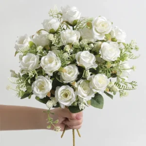 30cm Rose White Silk Peony Bouquet Wedding Decoration