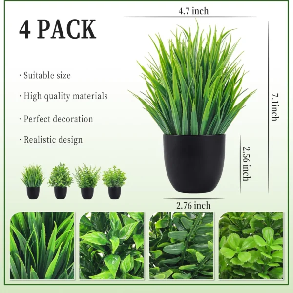 Artificial Plants 4-Pack – Small Faux Bonsai Decor - Image 4