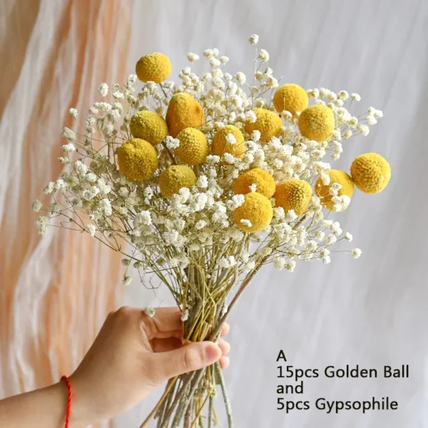 Golden Gypsophile Dried Flower Bouquet Wedding Gift - Image 10