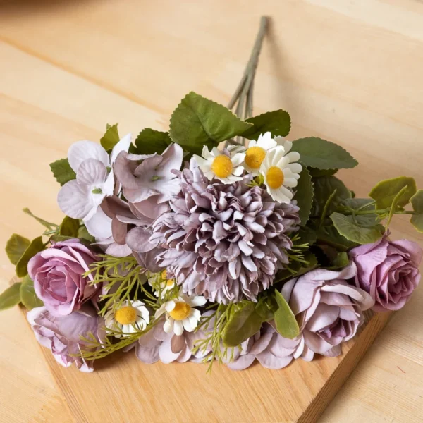 Artificial Silk Dandelion & Rose Bouquet – Summer Flowers - Image 8