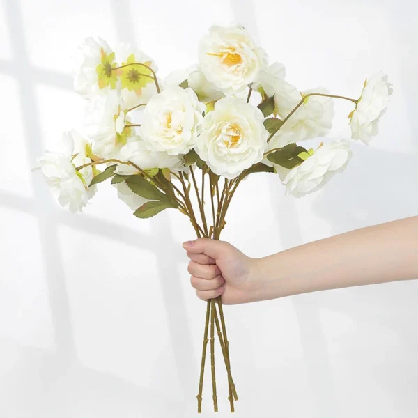 54cm Silk Peony Bouquet – 5 Heads Artificial Flowers - Image 12