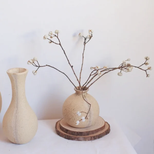 Retro Wooden Flower Vase with Silk Hydrangea Bouquet - Image 22