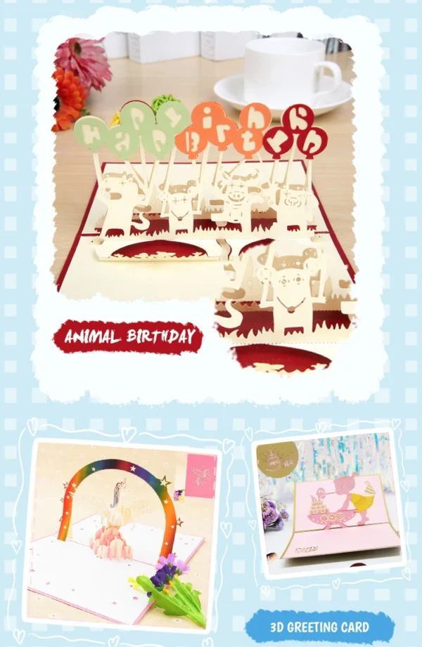 3D Pop-Up Birthday Greeting Card with Cake & Piano Design - Image 50