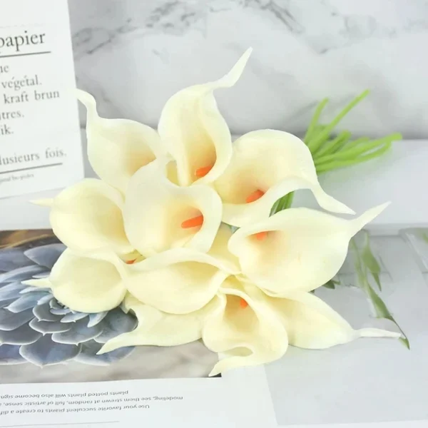 White Calla Lily Artificial Flowers Bouquet – 10Pcs - Image 7