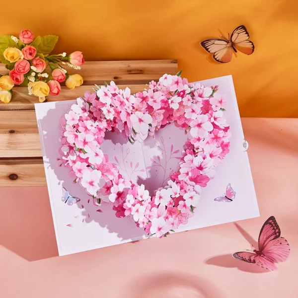 Pink Cherry Blossom Pop Up Card Box for Special Occasions - Image 11