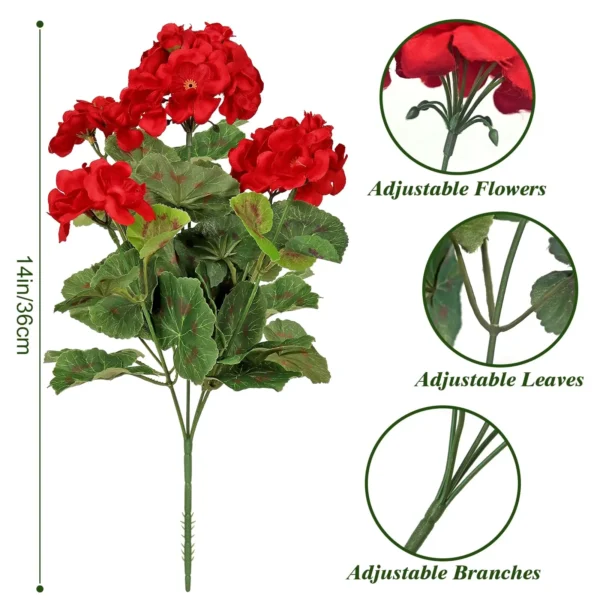 Artificial Geranium Bouquet – UV Resistant Home Decor - Image 5