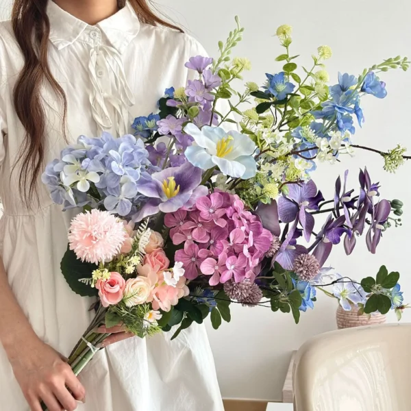 Spring Rose & Lily Bouquet – Artificial Wedding Flowers - Image 11