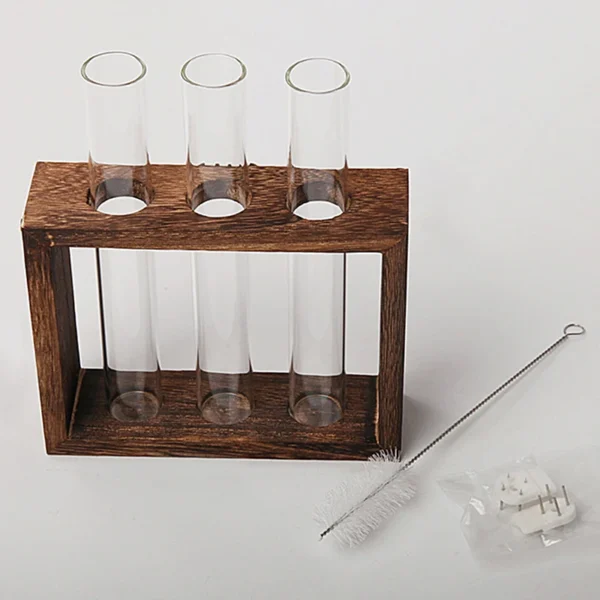 Modern Hydroponic Glass Vase with Wooden Frame - Image 6