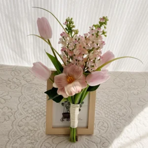 Small Clear Handheld Tulip Bouquet – Artificial Flowers