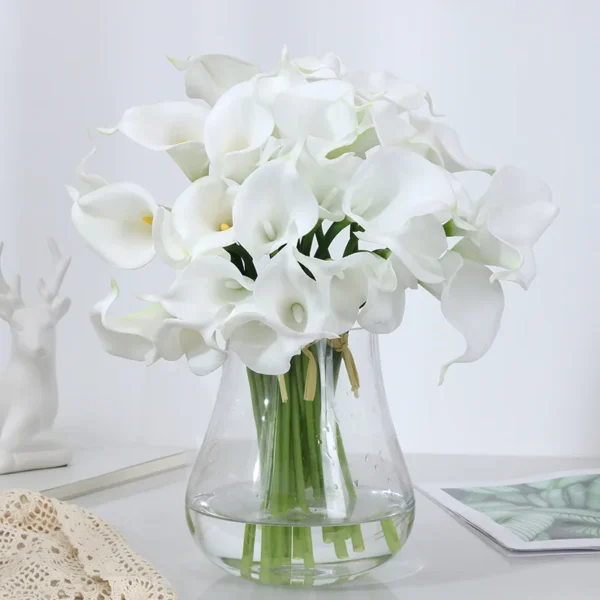White Calla Lily Artificial Flowers Bouquet – 10Pcs - Image 3