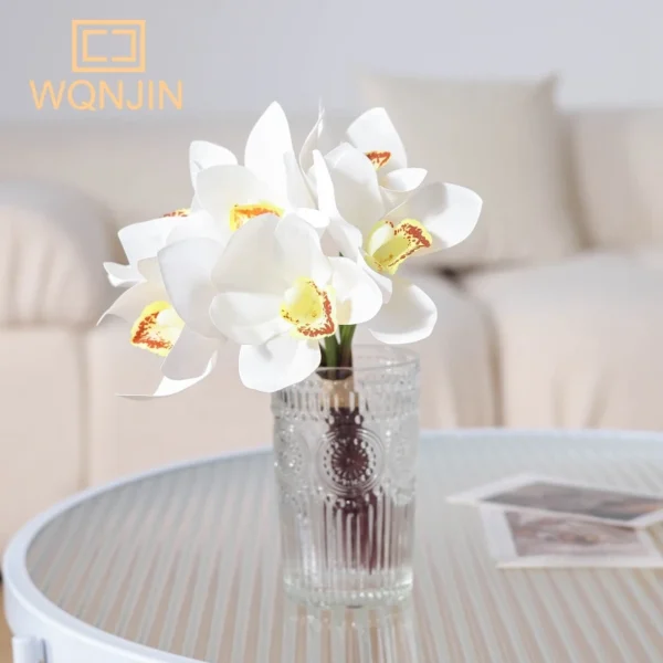 Spring Orchid Magnolia Silk Flowers – 6pcs Bouquet - Image 2