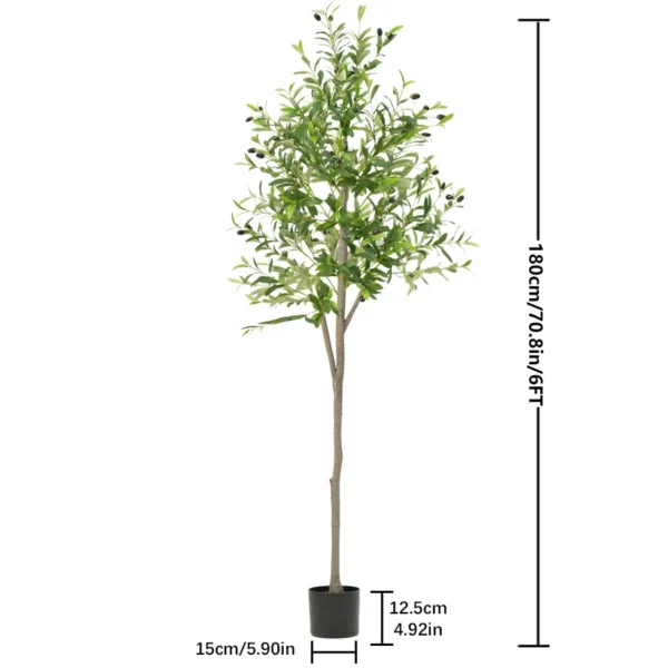 Artificial Olive Tree 4-6FT with Fruit & Decorative Pot - Image 8