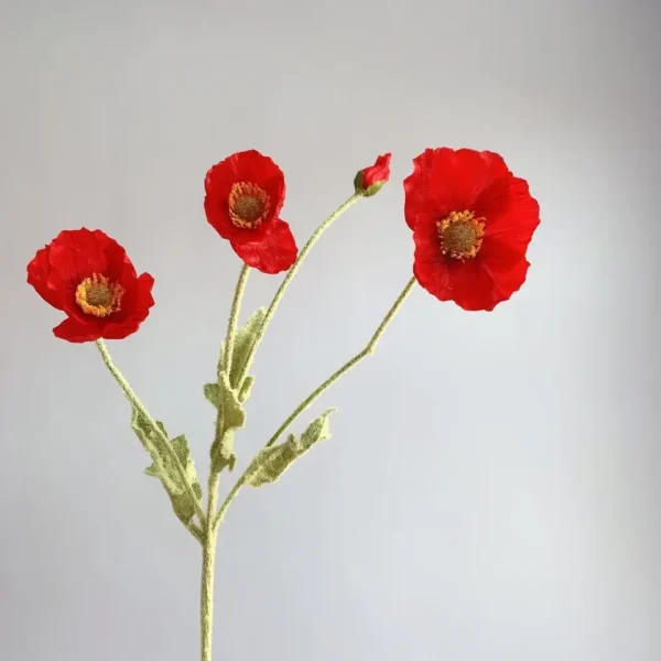 Spring Silk Poppy Stems – Artificial Floral Bouquet Decor - Image 25