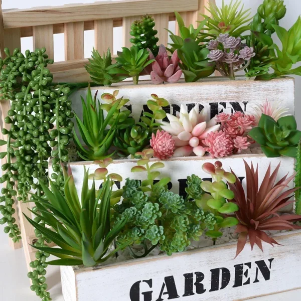 12pcs Artificial Succulent Plants – Mini Green Decor Set - Image 2