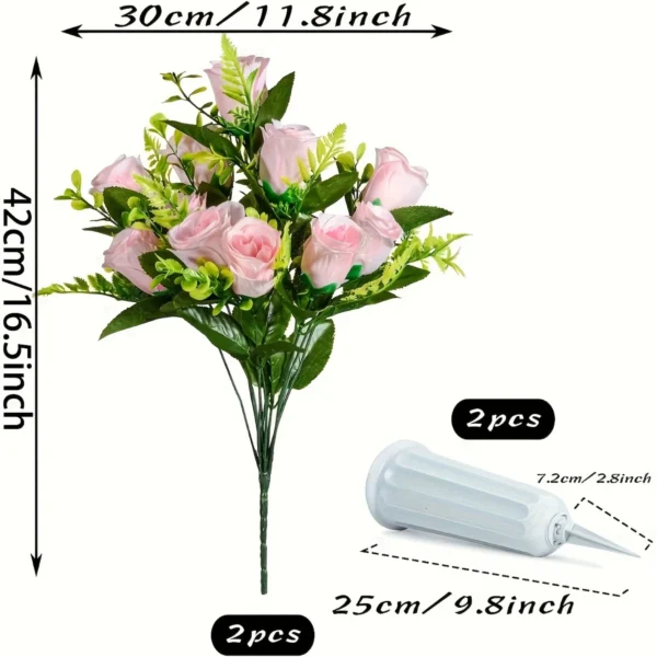 2pc Sympathy Artificial Rose Bouquet with Vase - Image 4